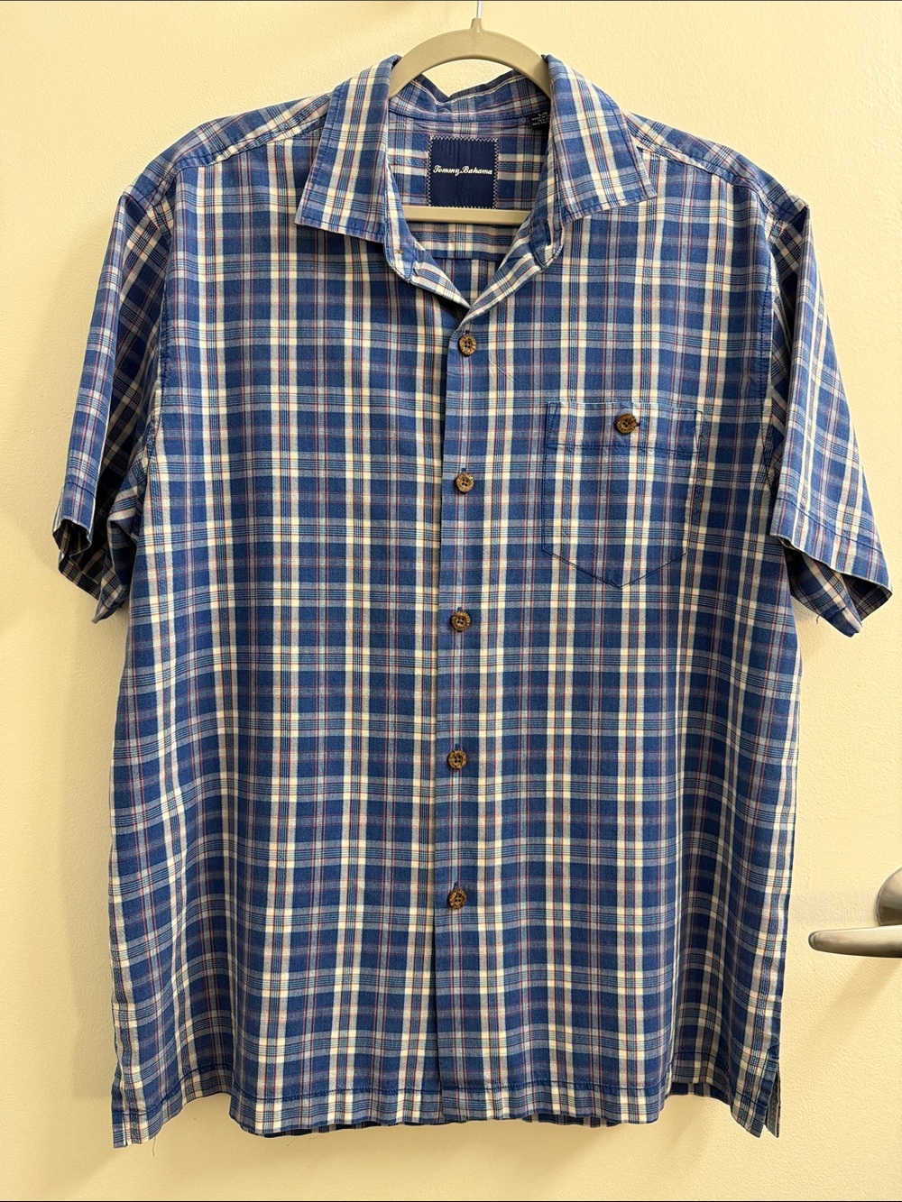 Tommy Bahama Navy and Blue Plaid Silk-Blend Shirt - Picture 3 of 5